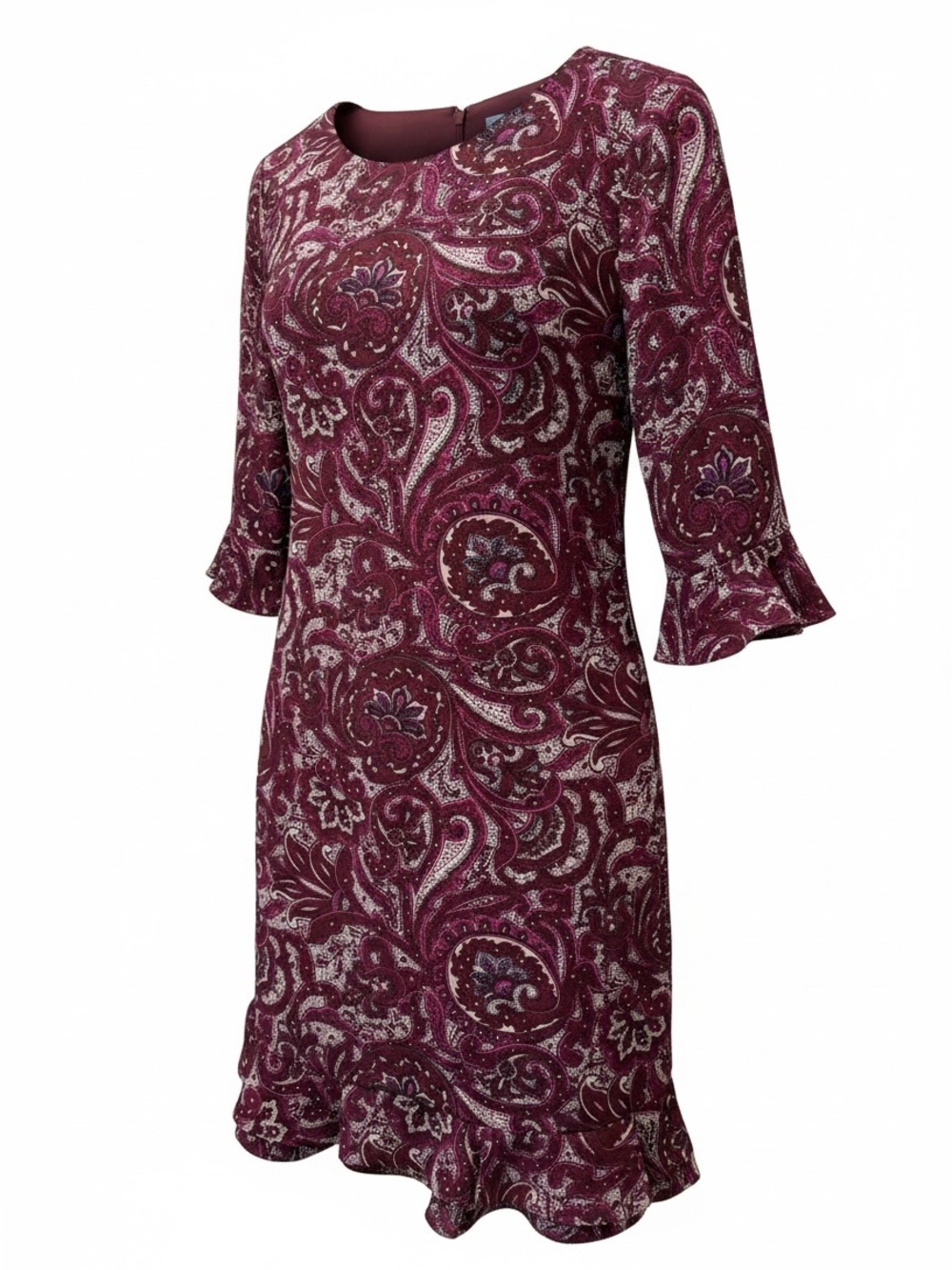 CeCe by Cynthia Steffe Cosmic Plum Ruffled Hem Sleeve Midi Dress